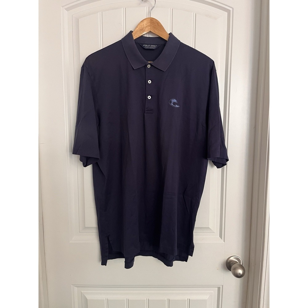 Polo Shirt Mens Large Navy Blue Polo Golf Ralph Lauren Short Sleeve Cotton 001